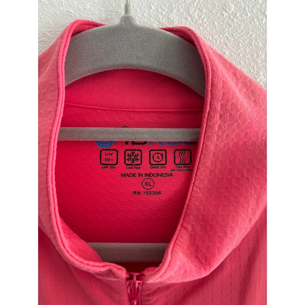 Ibkul Long Sleeve Womens XL Pink Solid Mock Neck Top Mesh UPF 50 Golf - Picture 3 of 3